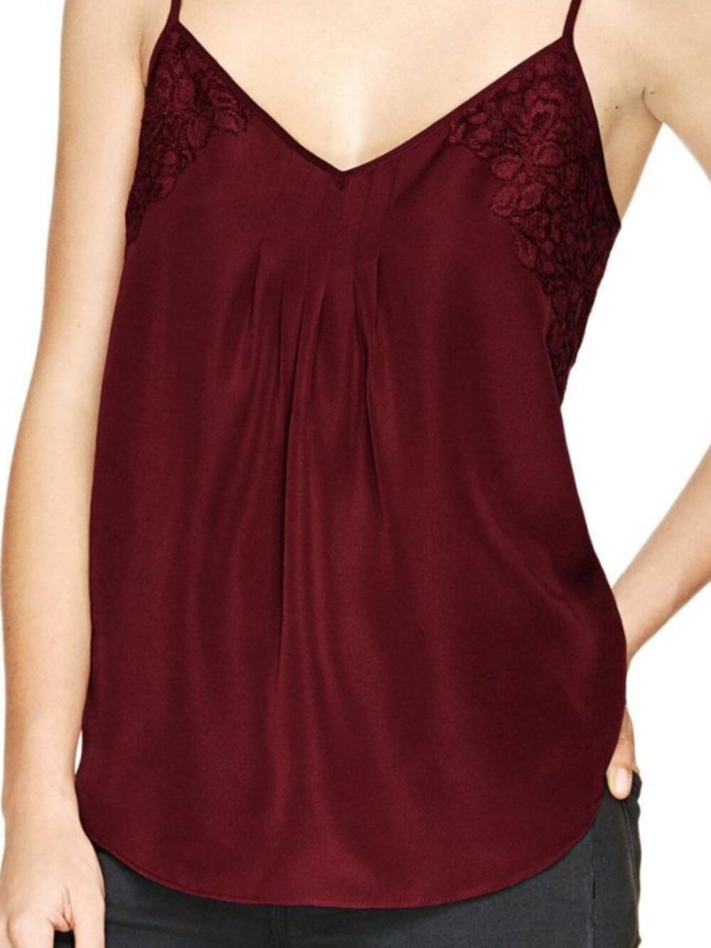 Talula Burgundy Wine Lace Trim Cami Tank Top Size Large